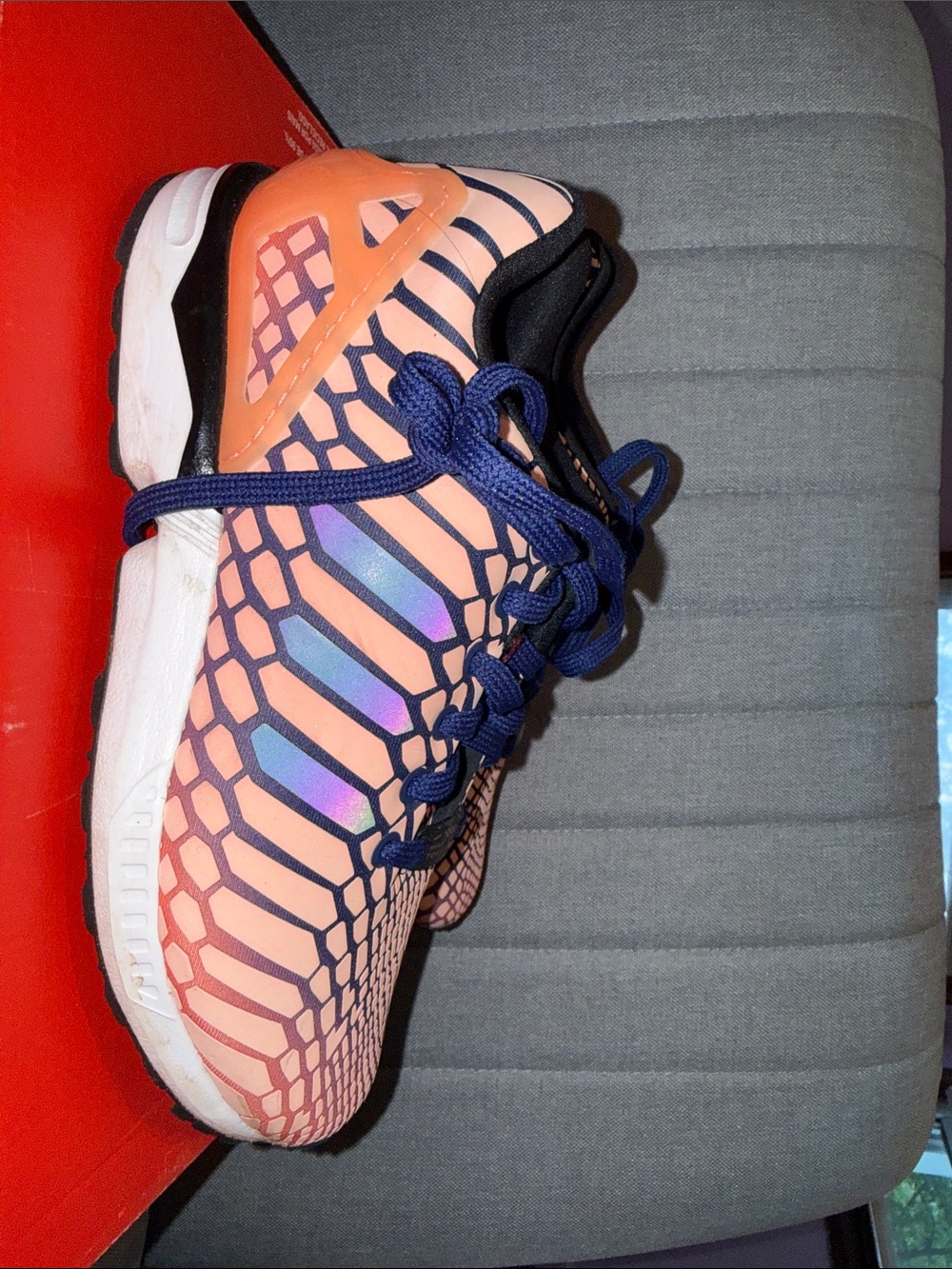 adidas Peach and Navy Kids Running Sneakers